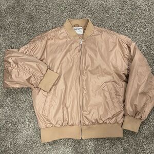 Tan Satin Bomber Jacket